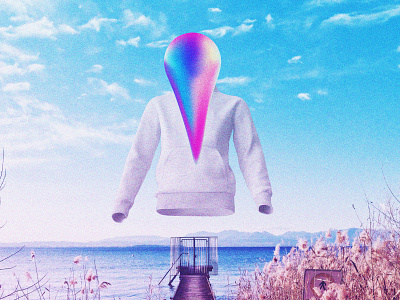The rainbow-colored man 80s chillout collage colorful cyberpunk digital art future funk futurewave futuristic graphic design