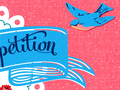 Competition Banner blue bluebird fabric pretty red