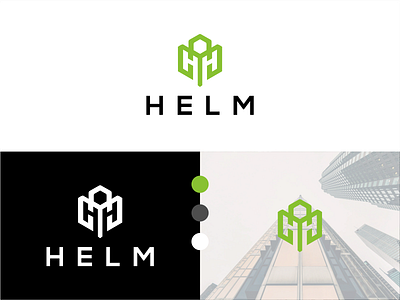 Helm Logo brandidentity geometric green color helm logo hexagon logo letter logo logodesign minimalist logo modern logo simetri simple logo