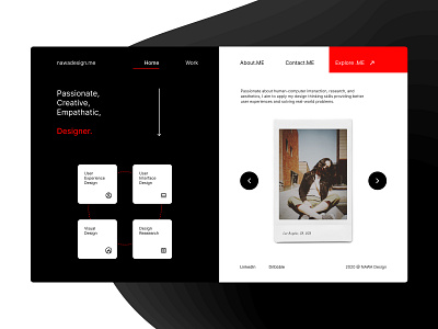 nawadesign.ME – Portfolio Concept Design blackandwhite branding figma landingpage minimal personalbrand portfolio productdesign redesign uidesign visualdesign webdesign