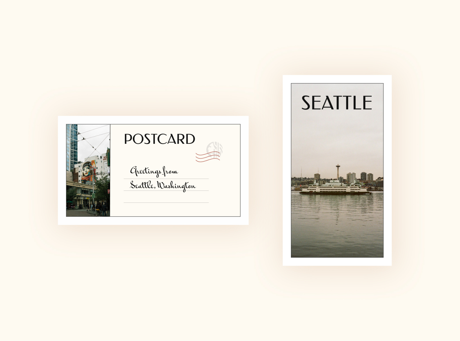 Postcard design inspired by Seattle by Nafira on Dribbble