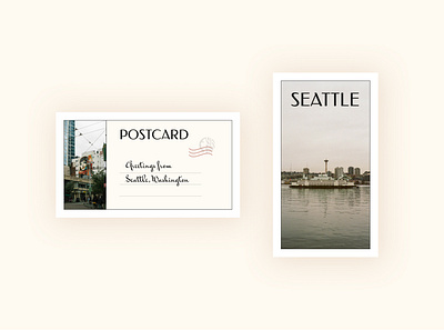 Postcard design inspired by Seattle classicstyle dribbbleweeklywarmup figma minimal postcard postcarddesign visualdesign weeklywarmup