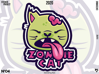 CatZombie Illustration or Sticker animation branding cat clean clear concept cute design design graphic flat illustration logo zombie