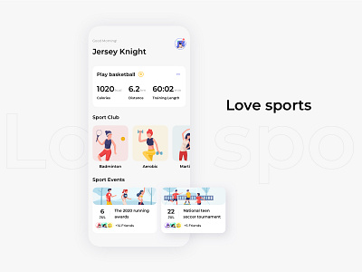 Love sports App app challenge fitness fitness app illustraion sketch ux