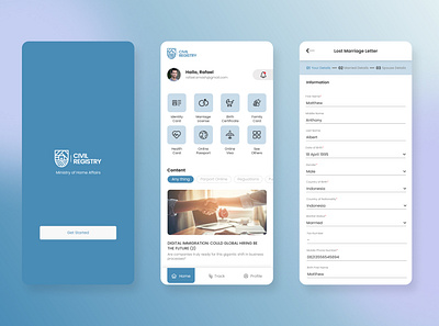 Civil Registry - Ministry of Home Affairs - Government app daily ui design figma government mobile mobile app mobile app design mobile ui sketch ui ux