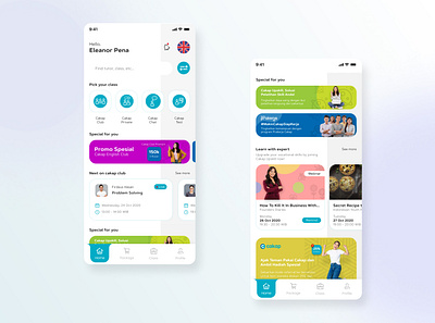 Cakap Mobile Application Homepage - Elearning & Course app daily ui design figma mobile mobile app mobile app design mobile ui ui ux