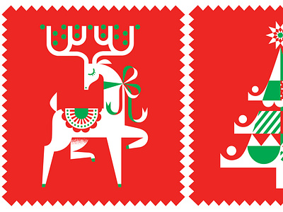 USPS Deer Stamp animal logo graphic design holiday illustration postage stamp reindeer stamp design usps vector