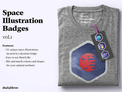 24 Space illustration badges