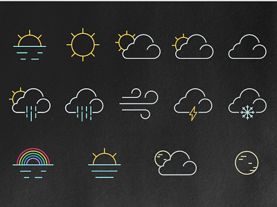 Weather icon set admin branding business card cloud design designer duelofdoves galaxy icon icons lightning logo minimal rain rainbow sunny typography ux vector weather