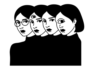 Eye Spies black and white character design girl graphic design illustration illustrator monochrome vector