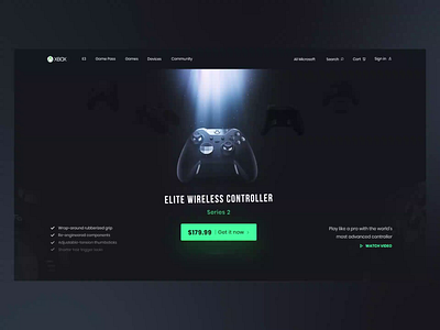Xbox Controller Store 2d 2d animation 3d 3d animation after effect animation carousel controller design illustration landing page light microsoft motion motion design motion graphic nortix ui xbox xbox one