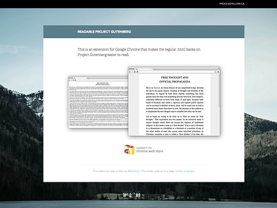 Readable Project Gutenberg chrome extension landing page one page simple