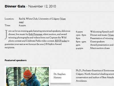 Dinner Gala clean css3 gill sans grey grid