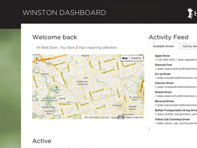 Winston Dashboard black gotham green helvetica