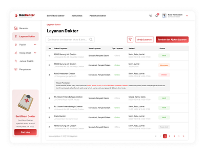 List Table Features [DocCenter Web] app design design doctor doctor app health design hospital design ios mobile ui uiuxdesign ux webdesign