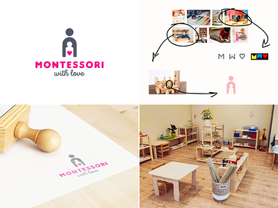 Montessori School baby branding children color design dribbble icon logo logotype love montessori pink school school montessori vector