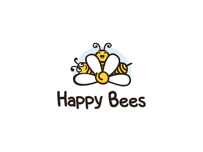 Happy Bees bee bees color design dribbble flowers happy icon illustration logo logotype xute