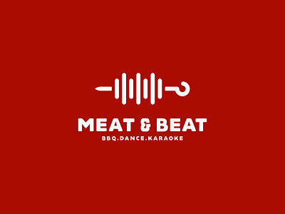 Meat & Beat bbq beat color dance design dribbble food food app icon illustration karaoke logo logo sale logotype meat music sale skewer skewers vector