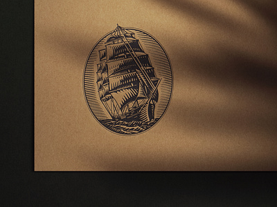 Sailboat branding design dribbble engraving illustration line logo logotype photo retro sea ship vector vintage water