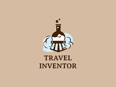 Travel chemistry color design dribbble flask icon illustration inventor logo logotype railway smoke steam train travel