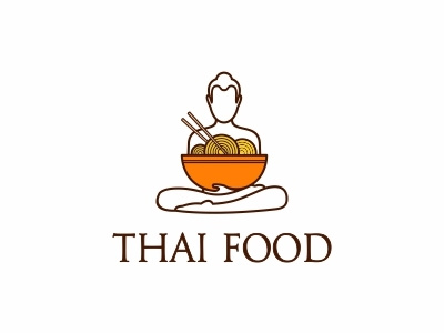 Thai food buddha food line logo logotype noodles thai