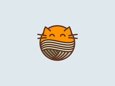 Cat ball cat cats icon knitting logo logotype orange