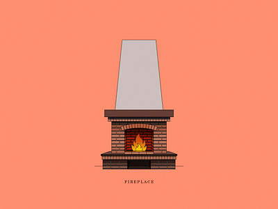 Fireplace brick color design dribbble fire fireplace icon illustration illustrations interior line store vector