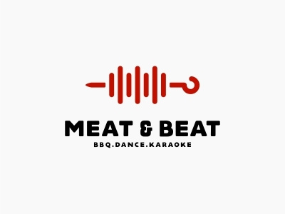 Meat & Beat barbecue bbq beat color dance design dribbble food icon karaoke line logo logo sale logotype meat sale skewer track