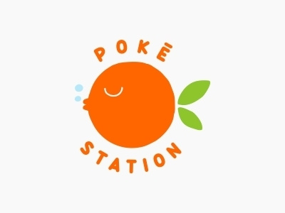 Poke station 🍊 color design dribbble fish food icon illustration logo logotype ocean orange sea water