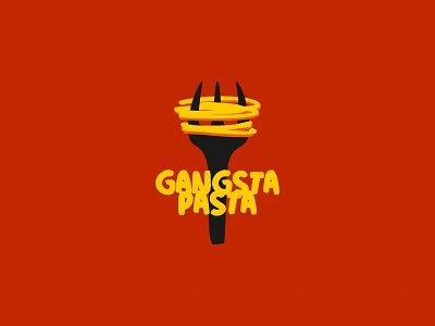 Pasta 🍝 color design dribbble evil food fork gangsta icon illustration logo logotype pasta