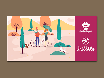 illustration People Autumn Park design dribbble first post hello dribble illustration park people people illustration