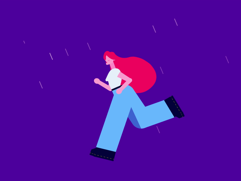 Rainy day animaation boots flat flat animation flat colors flatdesign girl girl character mograph rain rainy rainy day redhead running running cycle skillshare tutorial