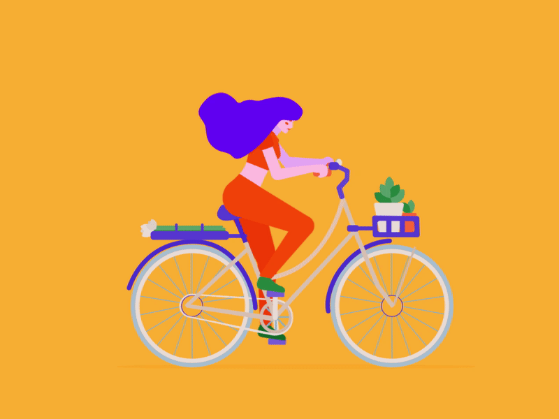 Plant hunt aftereffects animation animation 2d bike bycicle cycling flat flatdesign girl illustration illustrator motion motion design motiongraphics plant plants purple