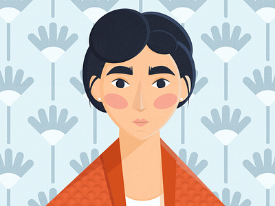 Girl in orange 🟧 character design flatdesign flower girl illustration illustrator orange pattern texture woman