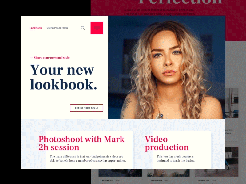 New Lookbook - Landing page animation dark lading page loading modern design photoshop principle sketch