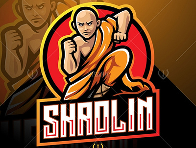 Shaolin esport mascot logo design branding design esport esports game design graphic design illustration knight logo mascot logo monk