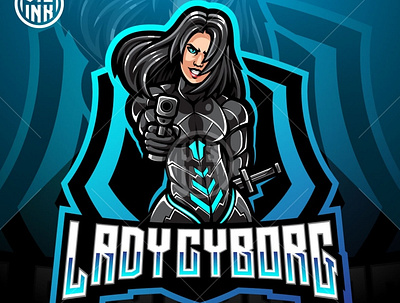 Lady cyborg esport mascot branding design esport esports game design graphic design illustration logo mascot logo robot