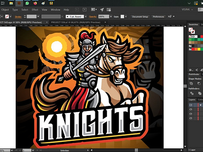 Knights with horse jump esport mascot logo