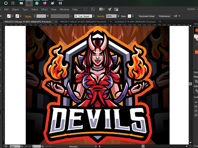 Devils girl esport mascot logo design branding design devil esport esports game design graphic design illustration logo mascot logo succubus