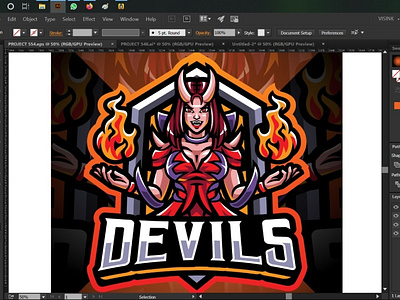 Devils girl esport mascot logo design