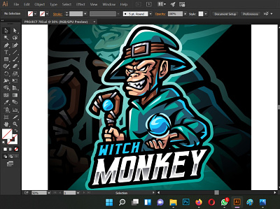 Witch Monkey Esport Mascot Logo ape chimpanzee design esport game design gorilla illustration king kong mascot logo