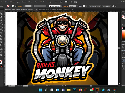 Monkey Riders Esport Mascot Logo ape chimpanzee design esport game design gorilla king kong mascot logo