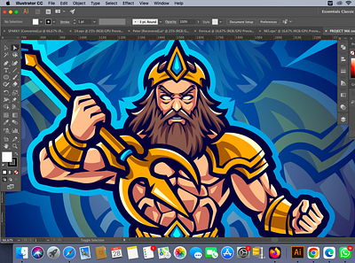 Poseidon Esport Mascot Logo Design animation branding graphic design greek logo myth poseidon zeus