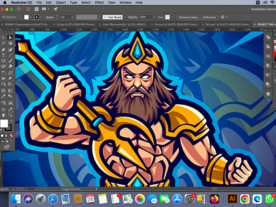 Poseidon Esport Mascot Logo Design