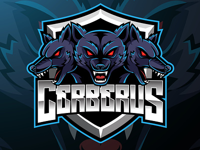 Three headed cerberus mascot logo design