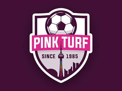 Logo design for Pink Turf Soccer League crest logo lesbian lgbt soccer soccer crest sports logo toronto womens sport