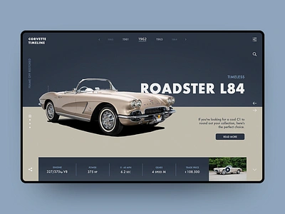 Corvette Timeline design illustration minimal typography ui ux web