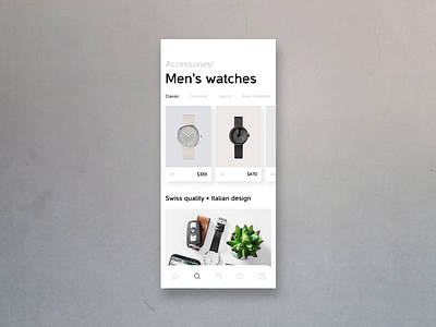 Watches e-commerce app design