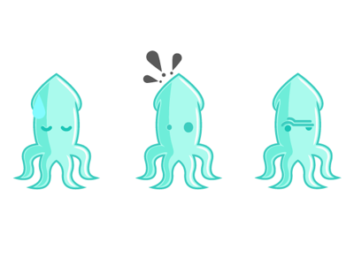 Three Squids green illustration illustrator logo squid teal web