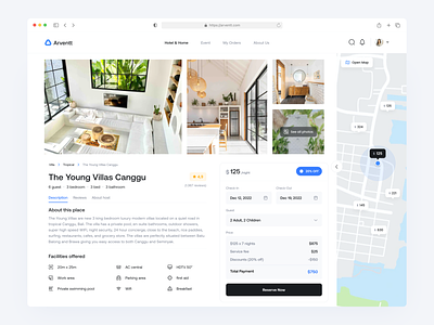 Arventt - Homestay Web App airbnb booking dashboard hotel house maps property real estate rent resident schedule ui ux vacation villa web app web design website